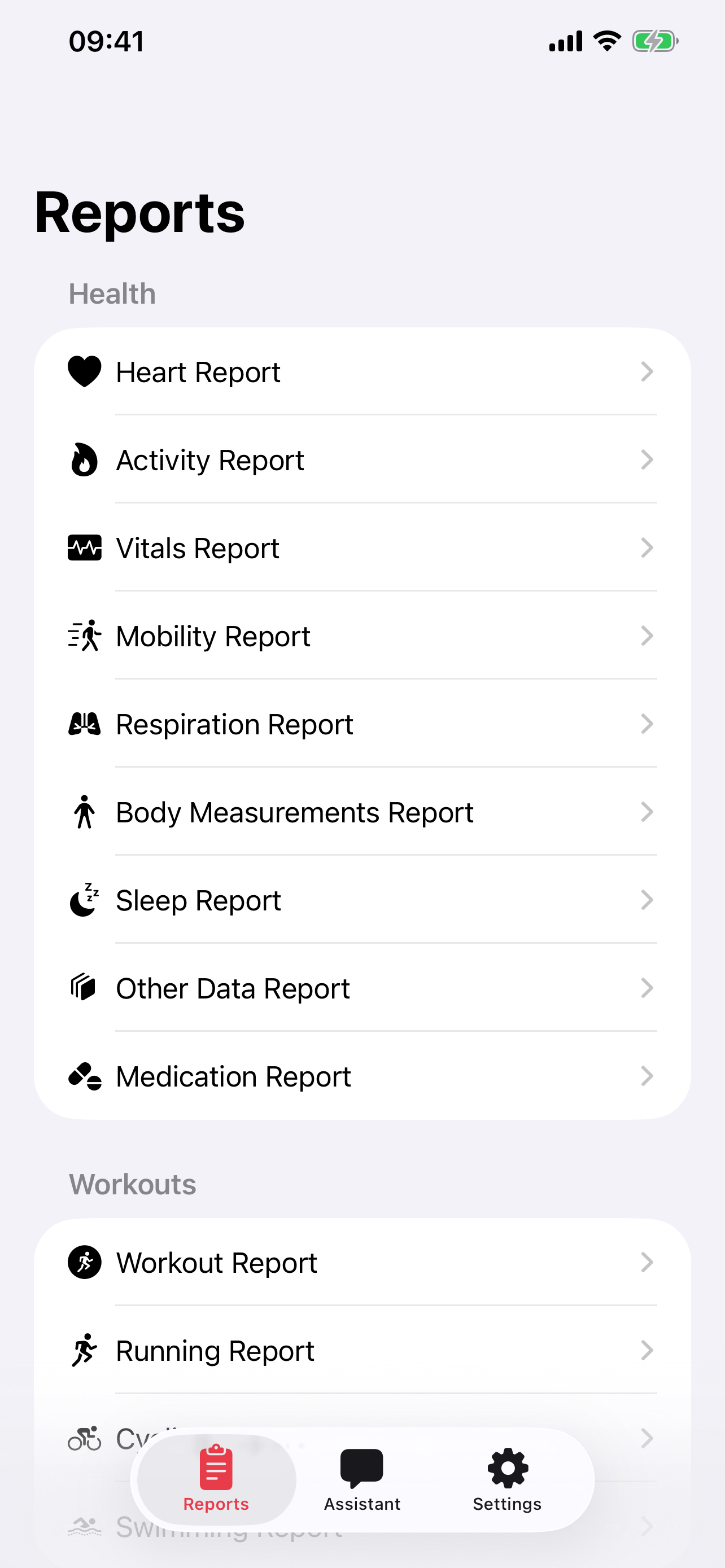 HealthReports iPhone screenshot 1